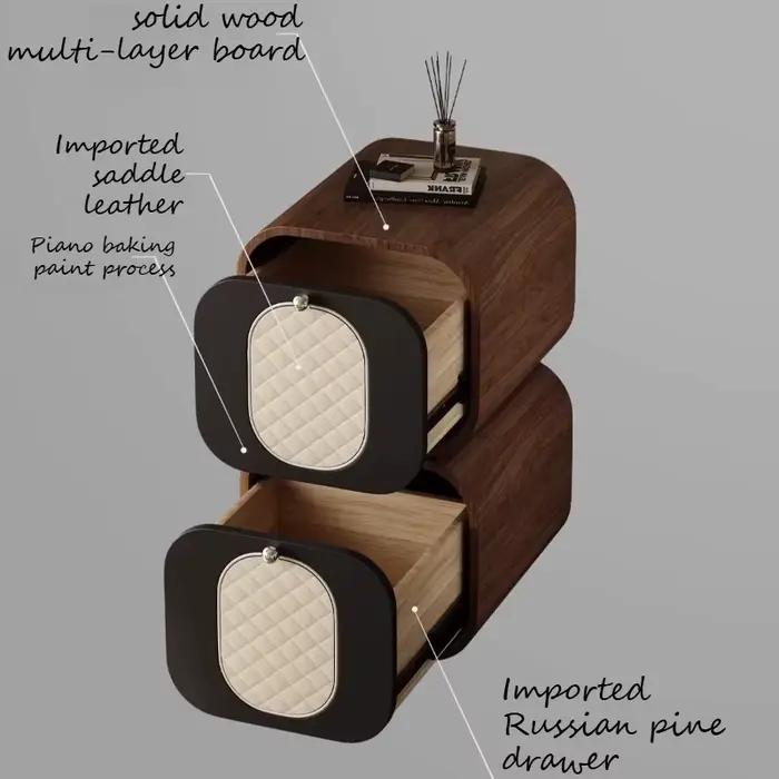 Table de chevet minimaliste rotative avec tiroirs
