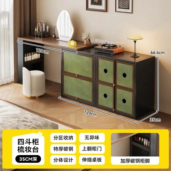Coiffeuse télescopique verte pour femme avec miroir intégré