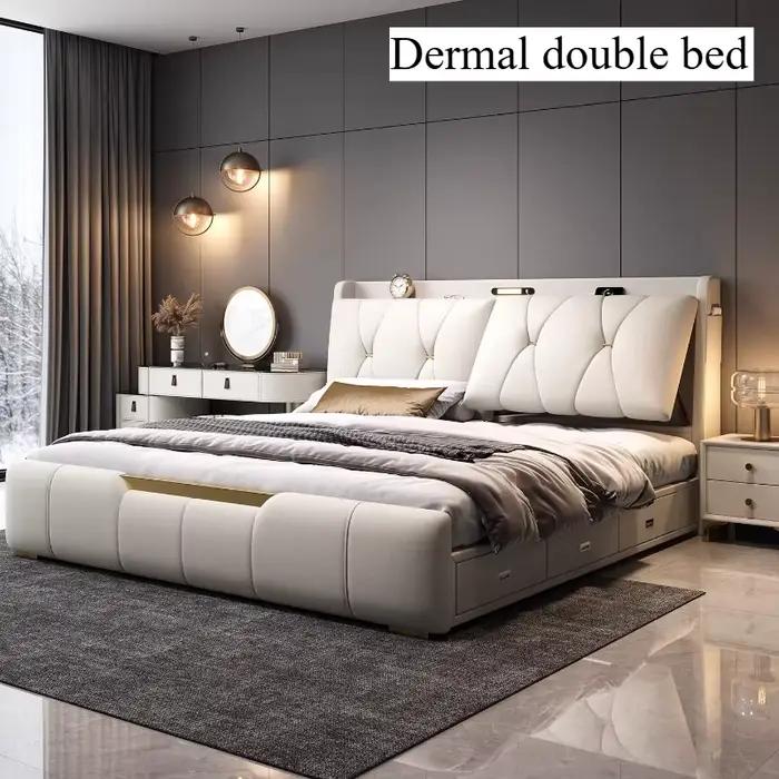 Chambres à coucher : Lit double avec éclairage de nuit et rangement