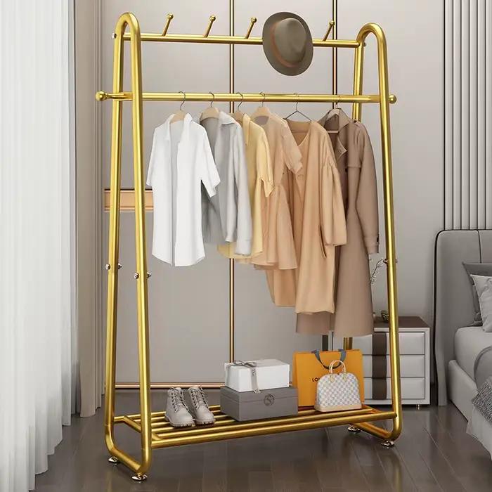 Cintre sur pied pliable et amovible en métal, meuble de rangement pour vêtements de maison, chambre