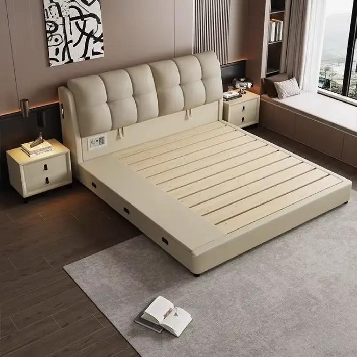 180x200 cm King pleine taille lit Double en cuir multifonctionnel stockage