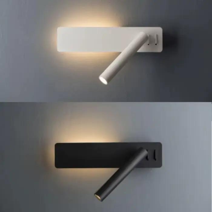 Mur LED lampe lampe de lecture pour chambre hôtel tête de lit nuit livre lampe Rotation chevet applique murale avec 3W