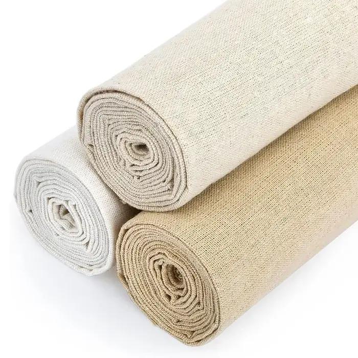 3 pièces de tissu en lin naturel de couleur unie de 50x50 centimètres