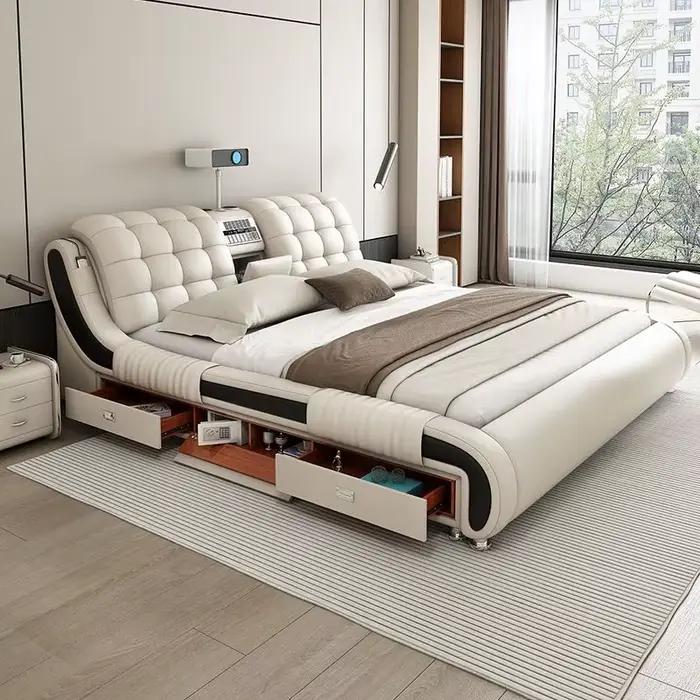 Poignées tiroir lit minimaliste fantaisie cadre de couchage têtes de lit Double chambre Muebles Para El Hogar maison accessoires