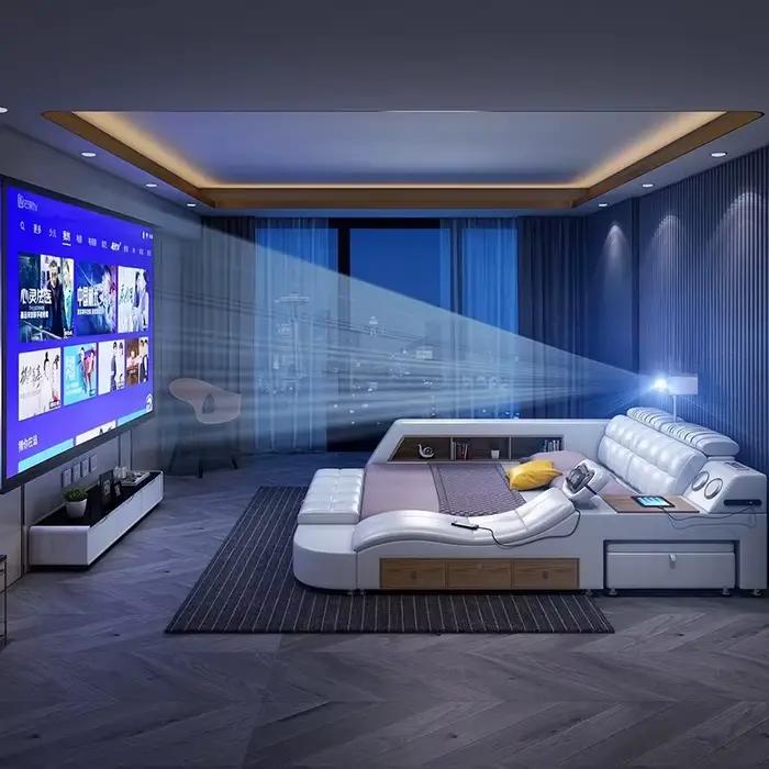 Chambre principale lit cadres européens tête De lit De luxe lit multifonctionnel dormir Meubles