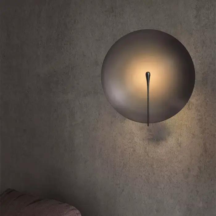 Italien Vintage en acier inoxydable rond mur LED lumière étude couloir mur chambre chevet salon applique luminaires