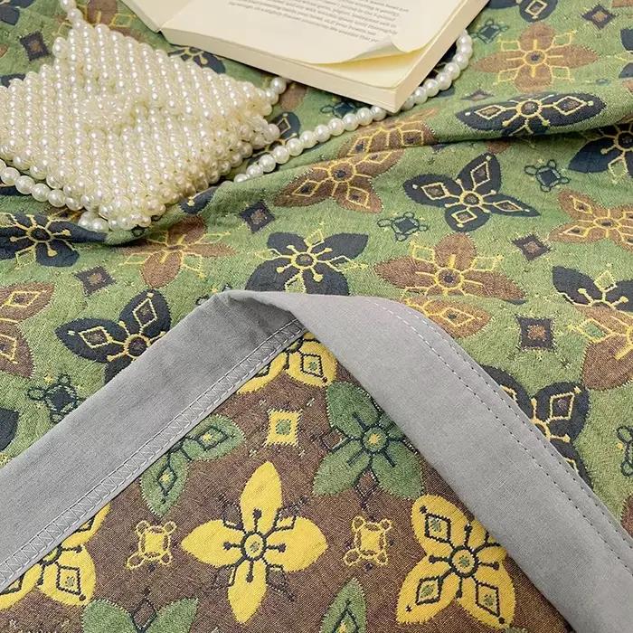 Couverture de lit double couche en coton