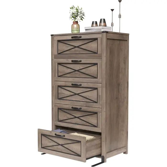 5 tiroirs pour chambre à coucher, commode de chambre à coucher en bois, commode et commode en bois d