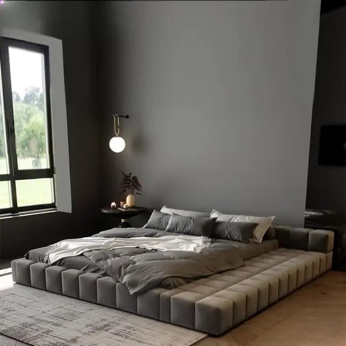 Lit Queen Size moderne minimaliste fantaisie Double têtes De lit Salon De couchage Meubles De Chambr