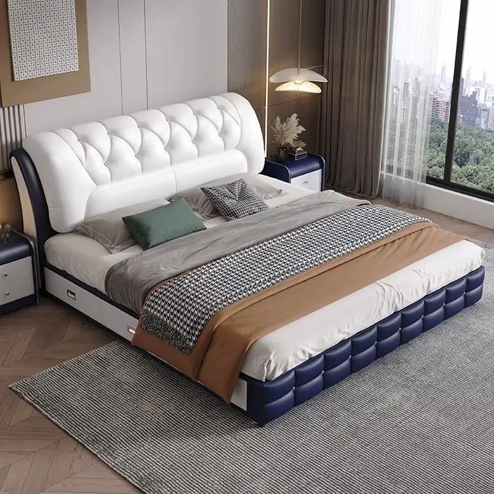 Chambre principale lit petit appartement moderne Simple lit De rangement Double Design Camas De Matrimonio dortoir meubles De maison