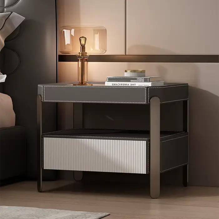 Table De chevet italienne tendance, Design Simple, rangement avec tiroirs, Table De chevet moderne D