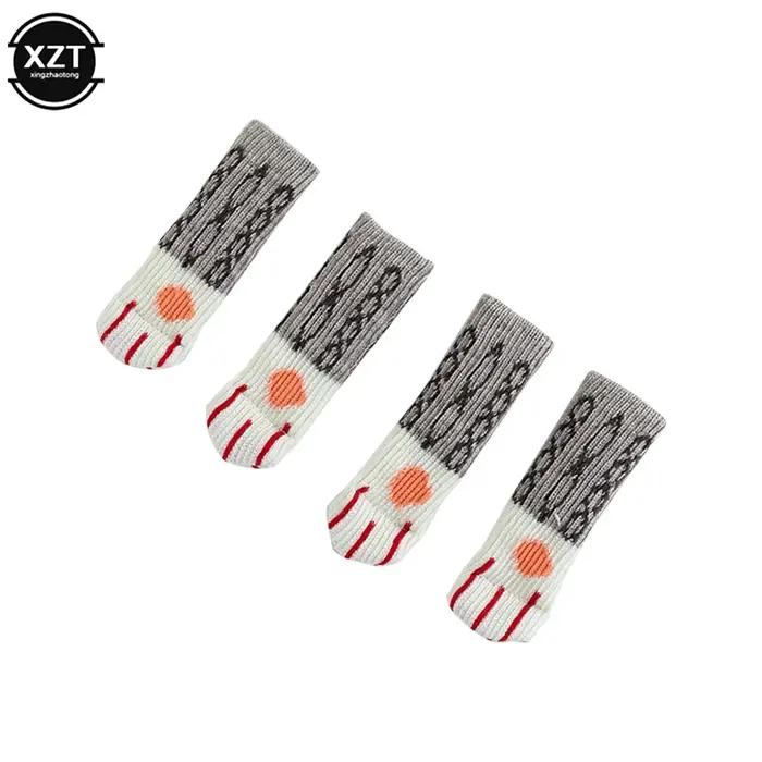 Coussinet de pied de Table et de chaise, housse de protection, griffe de chat, chaussettes tricotées