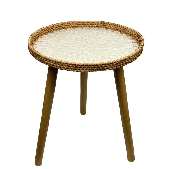 Table de bout ronde en rotin