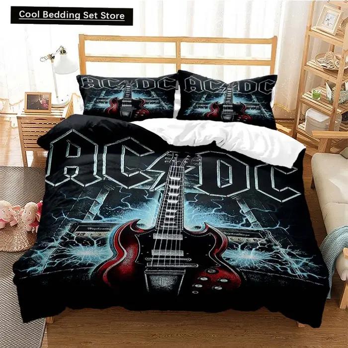 Parure de lit tendance 2024 AC/DC Rock Band pour garçons et filles