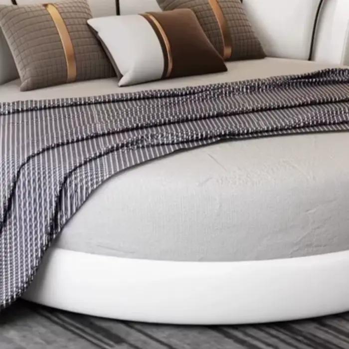 Lit Queen Minimaliste de Luxe avec Cadre et Rangement 200x200cm