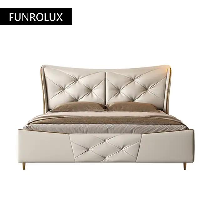 Lit en cuir de luxe léger 1.5 / 1 8 M lit Double chambre principale lit