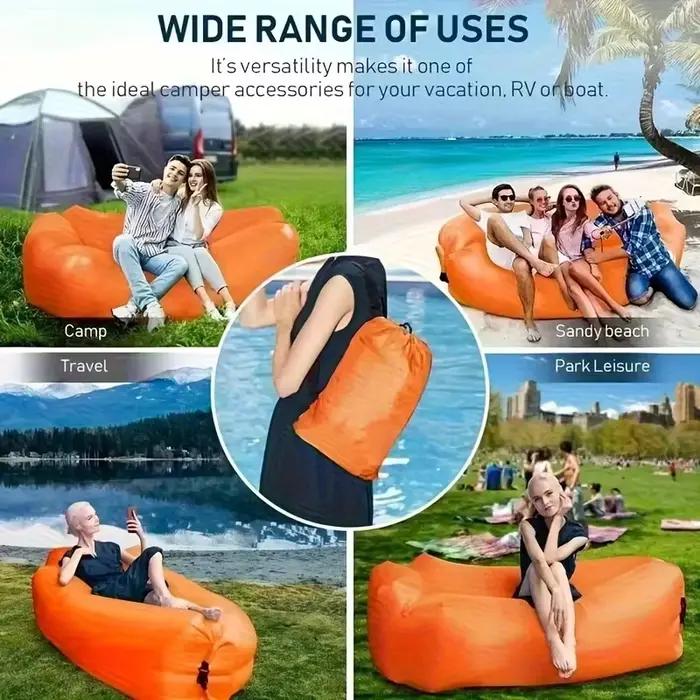 Canapé gonflable portable et pliable pour l'extérieur, lit de repos individuel à gonflage rapide, id
