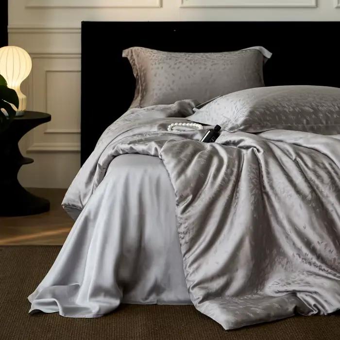 Parure de lit nordique en soie, ensemble de housse de couette de luxe en Lyocell, draps plats, 2 tai