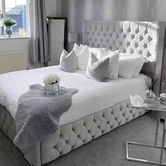 Lits de luxe minimalistes Double salon esthétique cadre de lit moderne rembourrage Muebles Para dortoir meubles accessoires