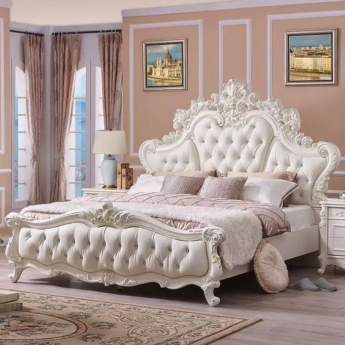 Lit de princesse moderne de style européen, tête de lit fantaisie, cadre simple, lit de luxe, meuble