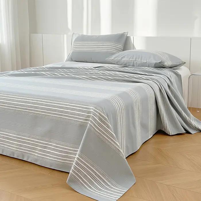 Drap plat 100 % coton à motif écossais pour lit double