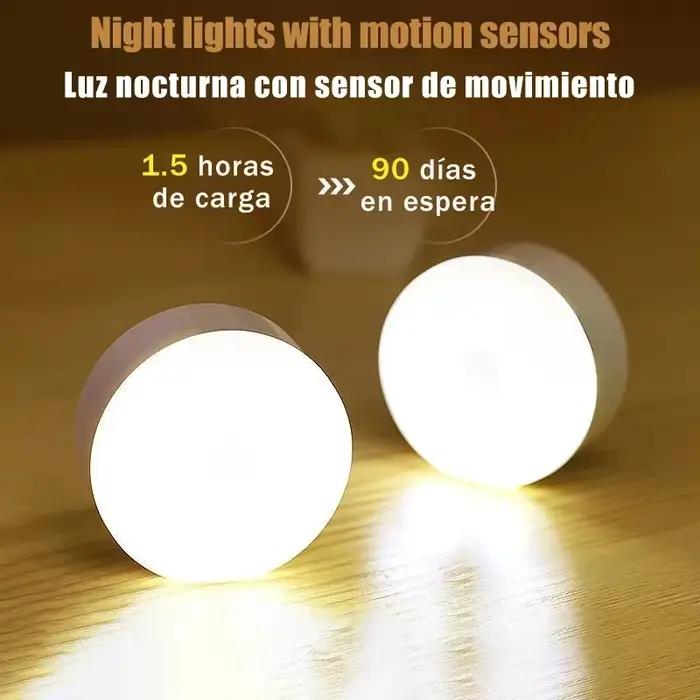 Lampe LED rechargeable par USB avec détecteur de mouvement, magnétique, sans fil, lumière blanche chaude sans scintillement pour placard, lit, armoire