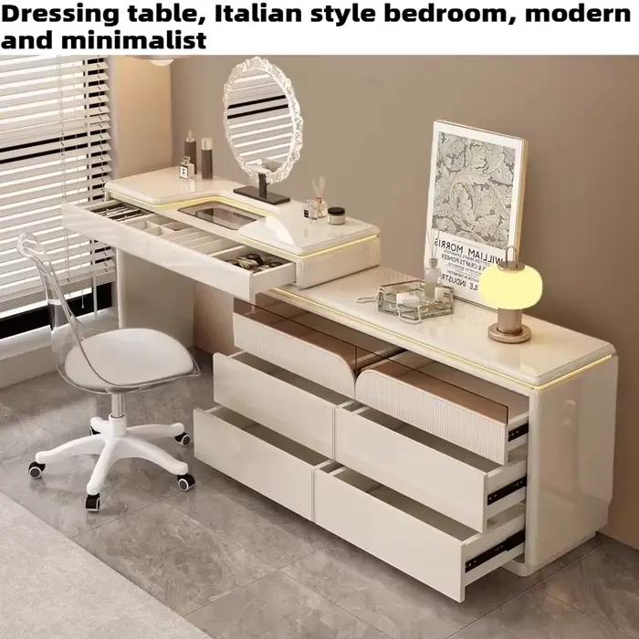 Coiffeuse de luxe en bois avec miroir et tabouret