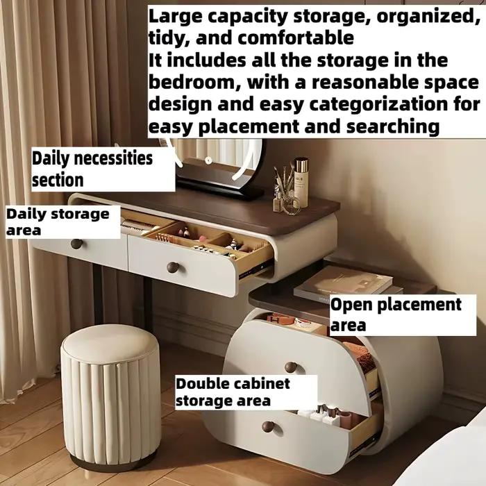 Coiffeuse en bois avec miroir LED et tiroirs de rangement pour chambre d'hôtel et de maison
