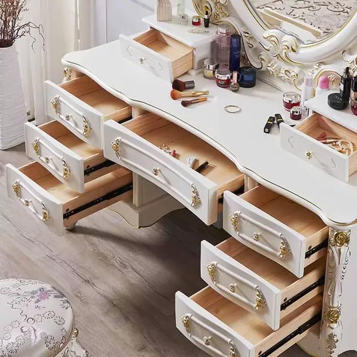 Commode européenne moderne, chambre à coucher pour fille, grande coiffeuse blanche de luxe, maquillage, salon, meubles Comoda Pra Quarto