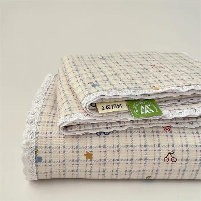 Drap de lit imprimé ours Kawaii, ultra doux, bord en dentelle, respirant, drap plat confortable, durable, lavable en machine, couvre-lit