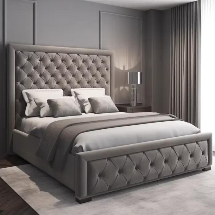 Cadre de lit King Queen Size moderne et luxueux, fabricant moderne, avec rangement, lit Double rembo