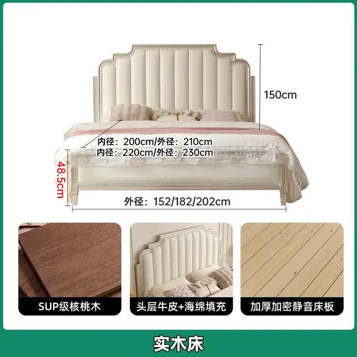 Lit King Size Blanc de Luxe en Bois