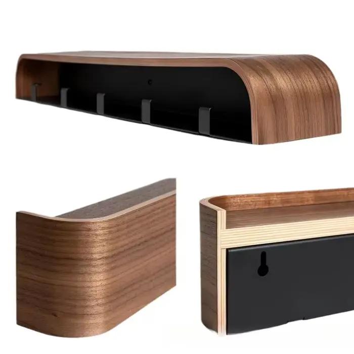 Porte-manteau mural en bois de noyer-cintre esthétique minimaliste moderne