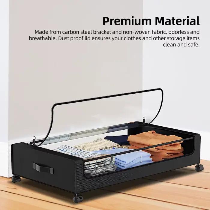Conteneur de rangement sous lit avec couvercles et roulettes