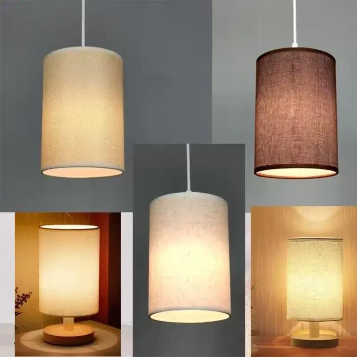 Abat-jour en lin à Tube droit pour lampes de Table