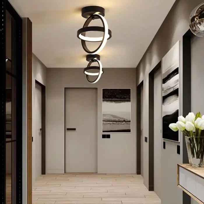 Plafond moderne à LEDs lumière 2 anneaux Design créatif plafonnier luminaires d'intérieur couloir ba