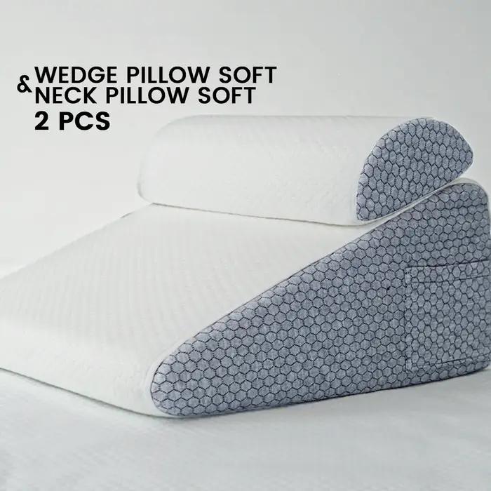 Paquet de 2 oreillers compensées de lit en mousse à mémoire de forme/oreiller de cou pour dos