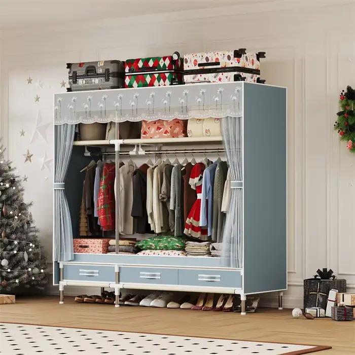 Armoire simple, durable et pratique, facile à assembler, ambiance natale, couverture et tiroirs en m