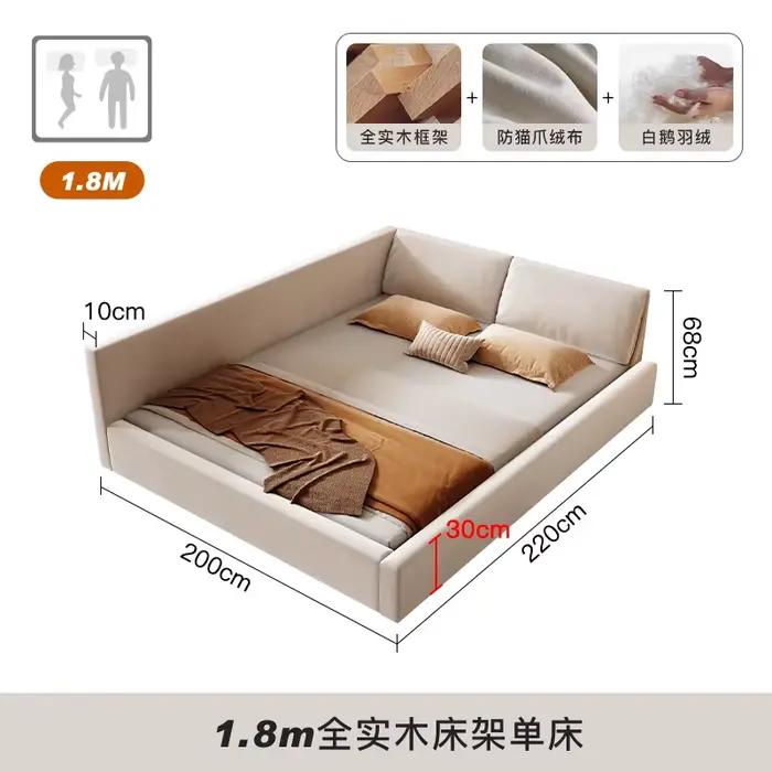 Chambre à coucher lit esthétique moderne luxe cadre Rail lit multifonctionnel King Size tête de lit