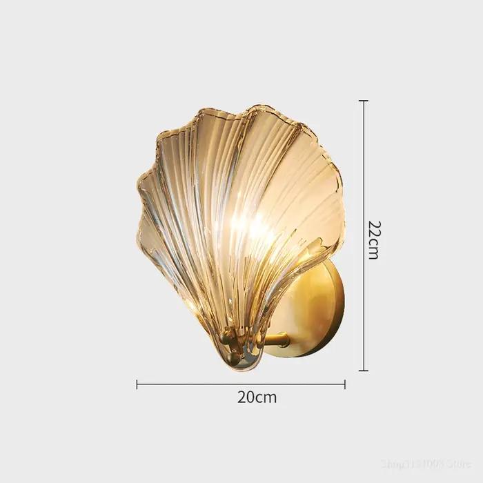 Applique Murale en Laiton en Forme de Coquillage au Design Nordique Moderne, Luminaire en Verre Transparent, Idéal pour un Restaurant, des Escaliers ou des Allées