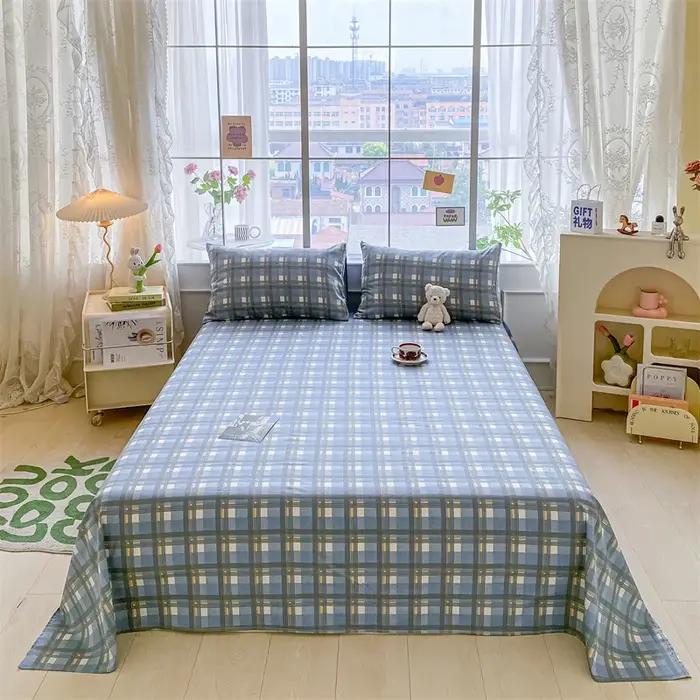 Drap de lit double 100% coton ou drap de lit et taies d'oreiller