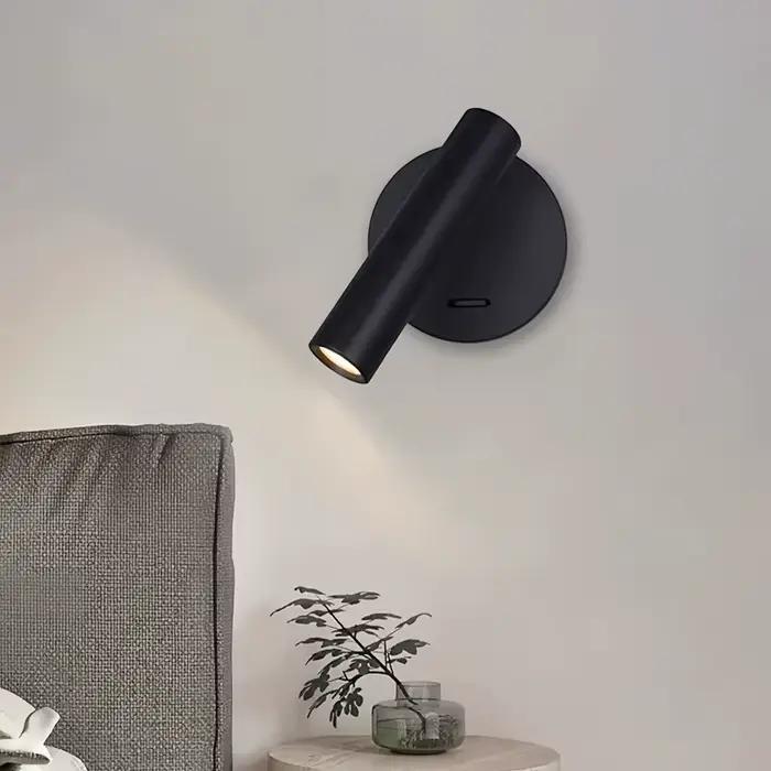 Applique murale de chevet minimaliste moderne avec abat-jour rotatif et température de couleur réglable pour chambre à coucher et lecture