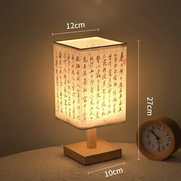 LED décoration lampes de Table Simple Dimmable prise veilleuse tissu abat-jour carré chambre Style c