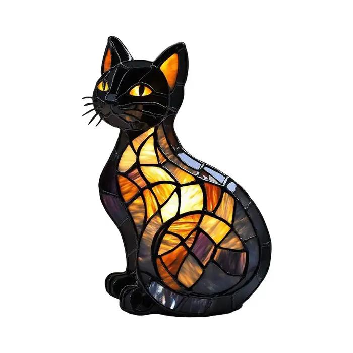 Lampe de chevet Led 3D en forme d'animal et de chat, ornement créatif en résine pour étagère, chambre à coucher, maison, lit, salon, appartement