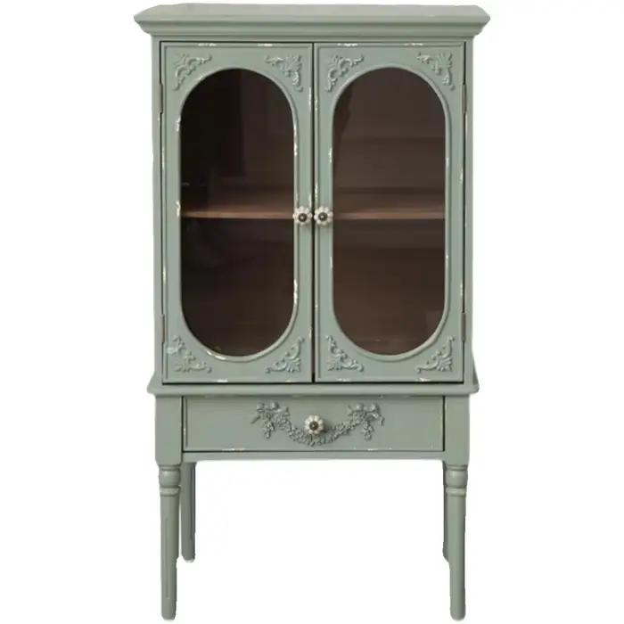Armoire de rangement sur pied portes vertes affichage enfant