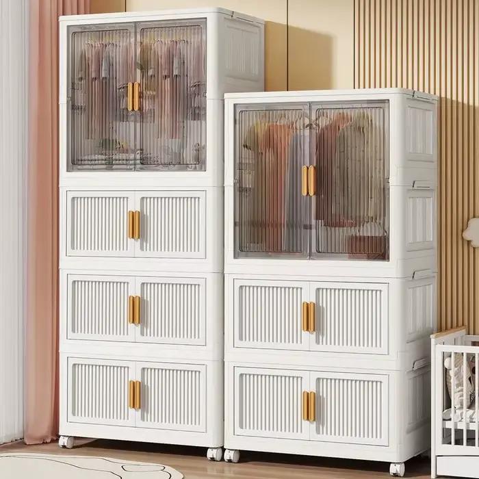 Étagères naturelles armoires organisateur vêtements jean étagère tiroir armoire empilable rangement Stoffen Klerenkast meubles de maison