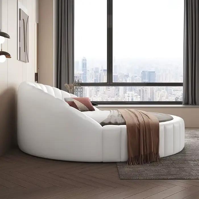 Lit rond minimaliste blanc moderne