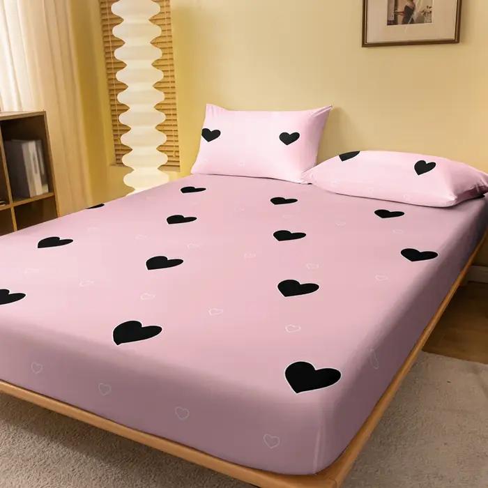 1 drap-housse mat imprimé géométrie simple et moderne en forme de cœur