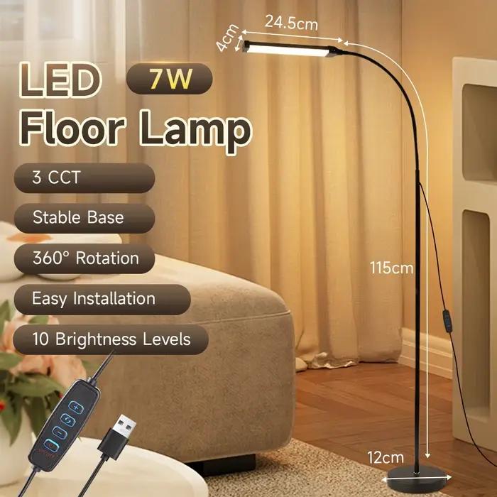 Lampe sur pied LED à intensité variable, lampe de chevet pour chambre à coucher, lampe sur pied LED intelligente, éclairage de lecture tricolore pour bureau, salon