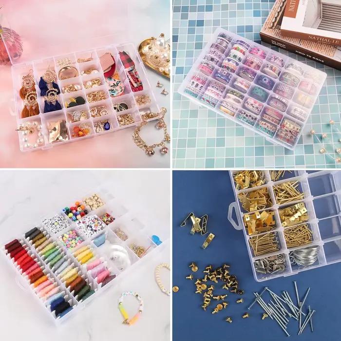 Boîte de rangement en plastique transparent à 36 grilles